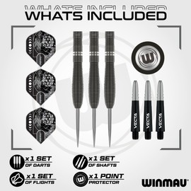 WINMAU Darts Callisto 23g 90% Professional Tungsten Steel Tip Darts Set with Dart Flights and Dart Shafts (Stems)