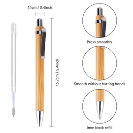 RUCUDIM Ballpoint Pen 12 Pieces Ballpoint Pen High Quality Ergonomic Bamboo Ballpoint Pen Wooden Ballpoint Pen for Writing Journaling School Office Supplies Graduation Gift