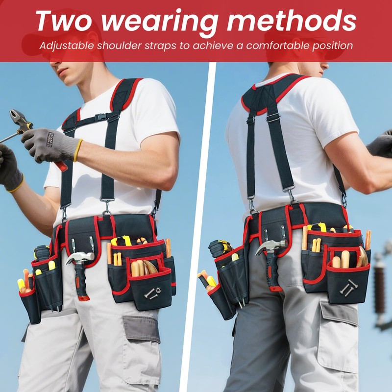 Tool Belt With Suspenders, Heavy Duty Magnetic Tool Belts for