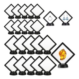 20 Piezas Expositor 3d Joyería Marco Flotante Negro 9 × 9/11