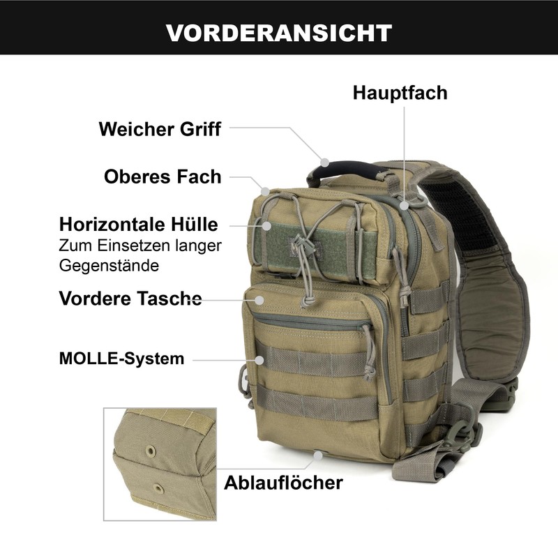Magforce Tactical Sling Bag "Hamburger", MOLLE Shoulder & Chest Bag,