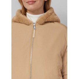 s.Oliver Reversible Faux Fur Jacket with Hood, sandstone