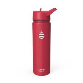 Clearly Filtered Water Bottle | Removes 220+ Contaminants, Double-Wall Insulated Stainless Steel, BPA/BPS Free, Phthalate Free, Filters Flouride Lead Chlorine (20oz, Crimson)
