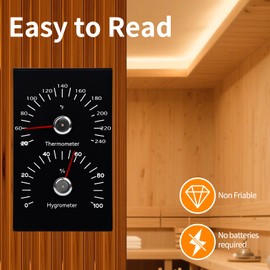 Chatthen Sauna Thermometer, 2 in 1 Indoor Thermometer Fahrenheit, Suitable Thermometure and Hygrometer for Sauna Room, No Batteries Required