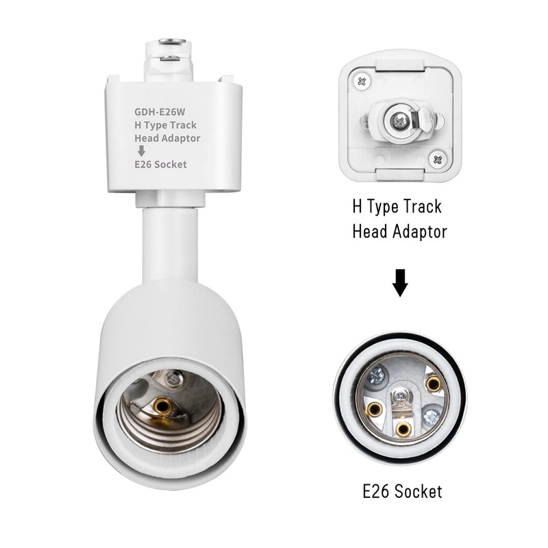 mirrea H Type Track Lighting Head to E26 Medium Screw