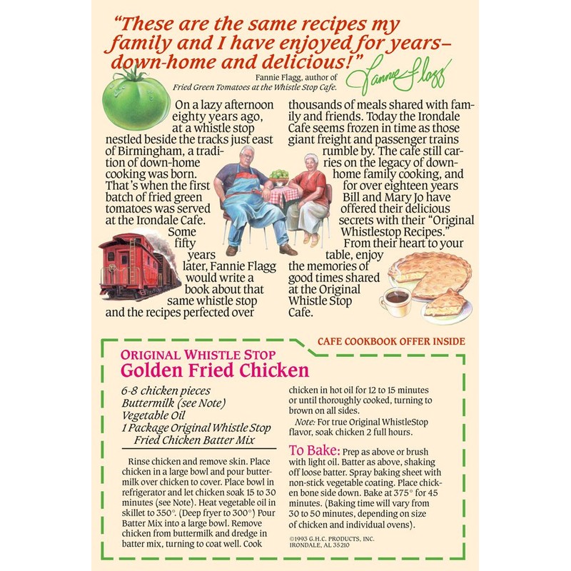 Original WhistleStop Cafe Recipes | Batter Mix for Chicken, Baked