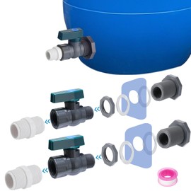 2 Pcs Easy Install Rain Barrel Spigot Kit, 3/4 Inch Rain Barrel Valve with Hose Faucet Adapter Thread Sealing Tape, Durable PVC Barrel Diverter Kit for Garden Barrels Water Tanks Aquariums