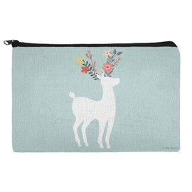 Deer and Flowers Makeup Cosmetic Bag Organizer Pouch
