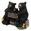 Papa Mama Black Bears and Cub Sitting On Log with
