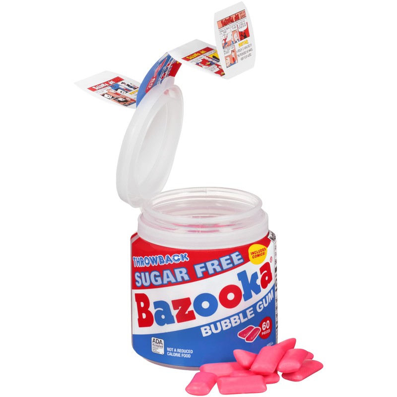 Bazooka Bubble Gum, Sugar Free Original, 60Count To Go Cup