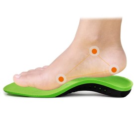 Insole, Arch Supporter, 3D Type, Insole Cushion, Shock Absorption, Arch Type, Arch Supporter, Sports, Odor Resistant, Unisex, Adjustable Size XL (11.0 - 11.8 inches (28 - 30 cm), Green)