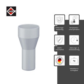 INEFA Reducer Downpipe, PVC DN 100/75 Grey Accessories Downpipe Plastic, Connector, Easy Plug-In Installation, Made in Germany