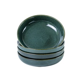 UNICASA Ceramic Pasta and Salad Bowls Set of 4, 26 oz Reactive Glaze Dish Bowls, Microwave and Dishwasher Safe, Olive