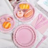 150Pcs Pink Paper Plates and Napkins,Light Pink Party Supplies Include