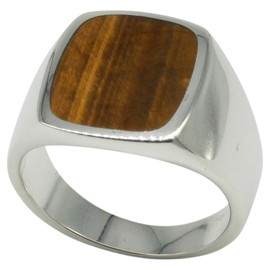 Fine Signet Ring 925 Silver with Tiger's Eye, Silver