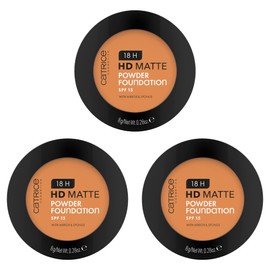 Catrice Catrice 18H HD Matte Powder Foundation, Nr. 065W, Nude, langanhaltend, mattierend, matt, f1r unreine Haut, vegan, ?lfrei, UVA- und UVB-Filter + SPF 15, ohne Parf1m, 3er Pack (3x8g)