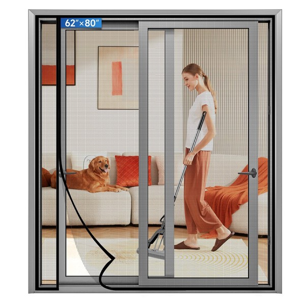 LONGEAS Magnetic Screen Door Left Right Side Opening Upgraded PET