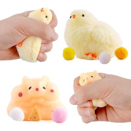 2PCS Chicken Squishy Taba Squishy Hamster Pinch Family Handmade Taba Squeeze Toys Sensory Fidget Toys Cute squishies for Stress Relief Silicone Squishy Silicone Squishy for Party and Birthday