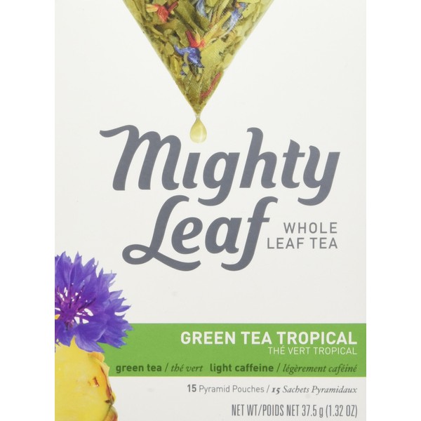 Mighty Leaf Green Tea, Tropical, 1.32oz 15 Pouches