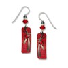 Adajio By Sienna Sky Red Silver-tone Column Overlay Earrings 7297