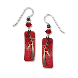 Adajio By Sienna Sky Red Silver-tone Column Overlay Earrings 7297