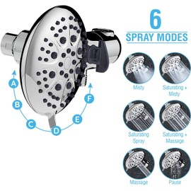 High Pressure 3-Way Shower Head Combo Dual Shower Head with Stainless Steel Hose Enjoy Luxurious 6-setting Rain Shower Head & 9-Setting Hand Held Shower Separately or Together