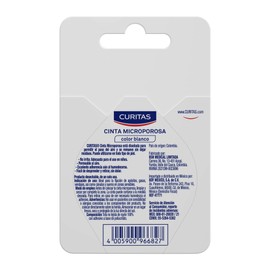 Curitas Cinta Microporosa color Blanca de 2.5 cm x 4.5 cm, Transpirable, de fácil colocación, se desprende sin dolor, ideal para dar soporte y fijación, 1 pieza