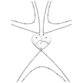 AllerPierce Best Friends Necklaces for 3 Matching Heart Puzzle Friendship Necklace Stainless Steel Layered Necklace BFF Jewellry Gifts for Women Girls Birthday Graduation Christmas