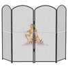 SHINOSKE 4-Panel Fireplace Screen,47.8" W x 31" H Black Metal