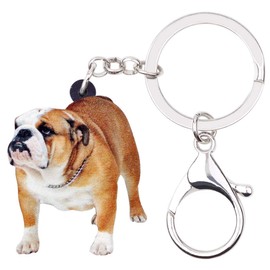 DOWAY Acrylic Charm British Bulldog Keychain,Cute Dog Key Ring for Handbags Purses Bags Belts Women Girls Gifts Jewelry - brown - Medium