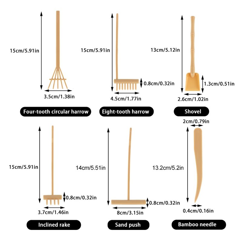Plastic Mini Zen Garden Rake Tools, Zen Garden Tool Set