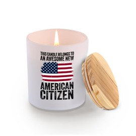 This Candle Belongs to an Awesome New American Citizen Citizenship Gifts for Family Friends American Flag Scented Candles Home Office Jar Candles Lavender Scent Soy Wax Candles 9.5 oz