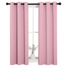 NICETOWN NICETOWN Window Curtain Panels, Thermal Insulated Solid Grommet Blackout Draperies/Drapes for Basement (Crystal Pink, 1 Pair, 29 by 45-inch)