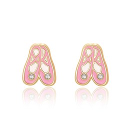 GIRL NATION Cutie Enamel Stud Earrings for Girls Ages 5 and Up, Hypoallergenic Earrings in Ballet Shoe Design