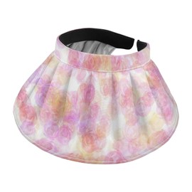 ElliTarr Sun Visor Hat for Women UV Protection Women's Sun Hats Wide Brim Topless Foldable Waterproof Fishing Garden Beach Rose Pastel