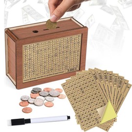 Wooden Money Box, Retro Money Box Storage Box, Money Box with Numbers for Helps Adults and Children to Save the Habit