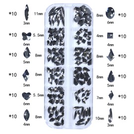DZHILHMX Nail Rhinestones - 3D Multi Shape Size, Flat Back, Crystals Manicure Rhinestones Charms, Transparent Gray Nail Gems, with Kit, for Nail Art, Bedazzling Acrylic Nails, DIY Decor