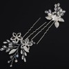 BERYUAN Bridal Flower Leaves Rhinestone Hair Pins Silver Rhinestone Pearls