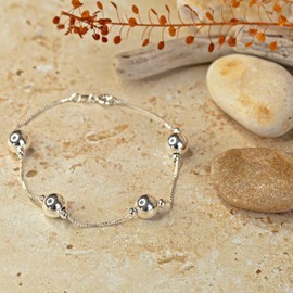 Tuscany Silver Women's Sterling Silver 8mm Ball and Box Bracelet of 19cm/7.5"