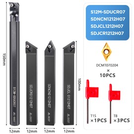 RupXinSplend Lathe Turning-Tools Bit Set 14pcs - Metal Lathe Cutting Tools 4pcs 1/2" Shank Turning Holders Boring Bars+10pcs Indexable Carbide Inserts DCMT070204 for Lathe Tools