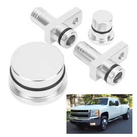 duramax pcv reroute kit + PCV Crankcase Breather Repair， Reroute Fitting with Port Plug and Resonator Suitable for GM Duramax 6.6L 2004.5‑2010(Silver)