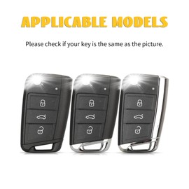 OFF WE GO Car Key Case for VW Golf 7 TPU Key Case Cover for Passat T-ROC Polo 7/2G/6R/6C Seat Leon 3/5F/SC/ST Škoda 3 Buttons Women's Key Case with Key Ring, Blue Gold