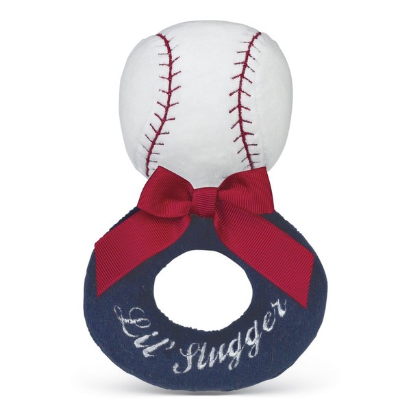 Bearington Baby Lil' Slugger Baseball Soft Ring Rattle 5.5"