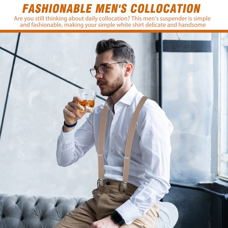 Men's X Shape Adjustable Braces Elastic Durable Braces with Metal