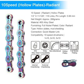 CATAZER Bicycle Chain 10 Speed Chian 116 Links with Spare Master Links Lightweight for Road Bicycle Mountain Bike Folding Bike E Bike (10 Speed,Sliver)