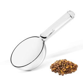 LivLab Mker Long Handle Dog Food Scoop - BPA-Free Plastic Measuring Tool with Anti-Spill Design, Transparent