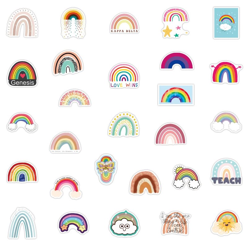 100 Packs Cute Rainbow Stickers Water Bottles Laptop Phone Motorcycle