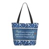 Musealia Christian Gifts Canvas Tote Bag Blue Butterfly Daisy Flower