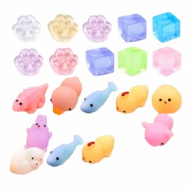 20 pcs Mochi Squishy Toys, Mini Squishies Soft Squeeze Fidget Toys Kawaii Stress Relief Toys Party Bags Fillers for Boys Girls Birthday Party Favors Gifts