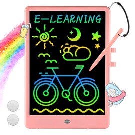Tableta de escritura LCD para niños, tablero de dibujo de 10 pulgadas, tablero de dibujo colorido, borrable, reutilizable, almohadilla de dibujo para niños y niñas de 2 a 12 años (rosa)